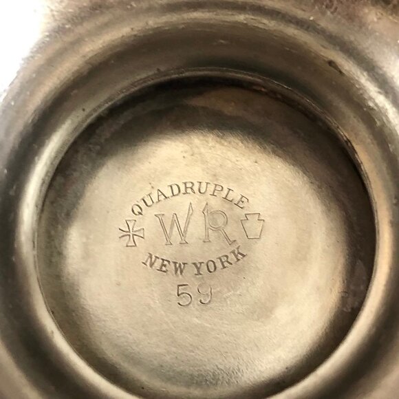 Antique Wm. Rogers WR Quadruple Silver Plate Sugar Bowl Spoon Holder Pattern #59 - Picture 10 of 10